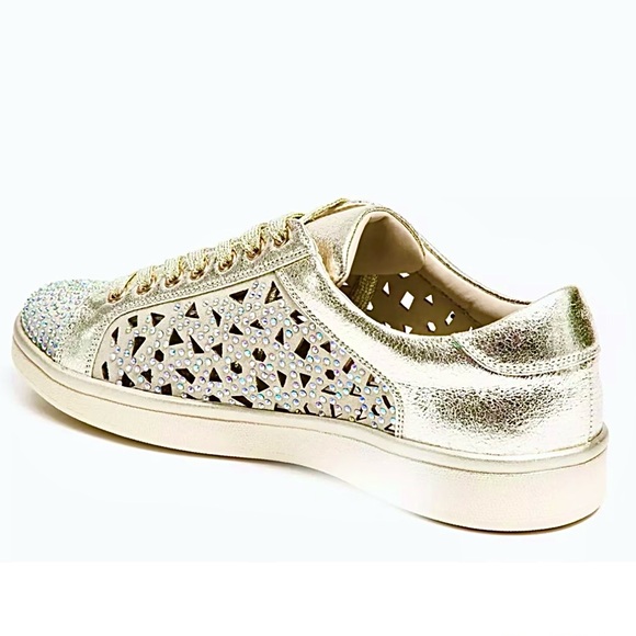 Lady Couture Paris Women’s Gold Rhinestone Sparkle Sneakers Size 10.5 NWOT - Picture 5 of 9